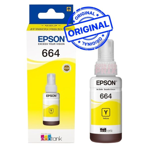 Epson 664 Y Jaune Bouteille d'encre Epson d'origine (C13T66444A)