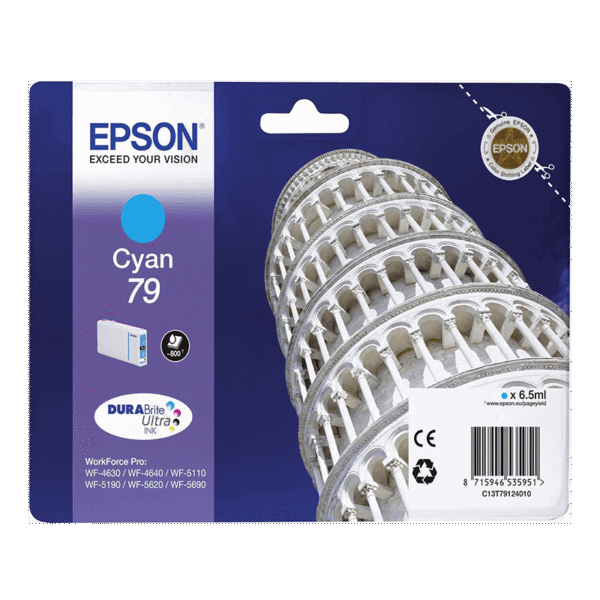 Epson 79 Cyan - Cartouche d'encre Epson "TOUR DE PISE" d'origine (C13T79124010)