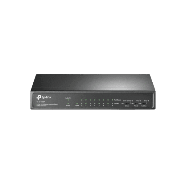 Switch de bureau TP-Link 9 ports 10/100 Mbps avec PoE + 8 ports (TL-SF1009P)