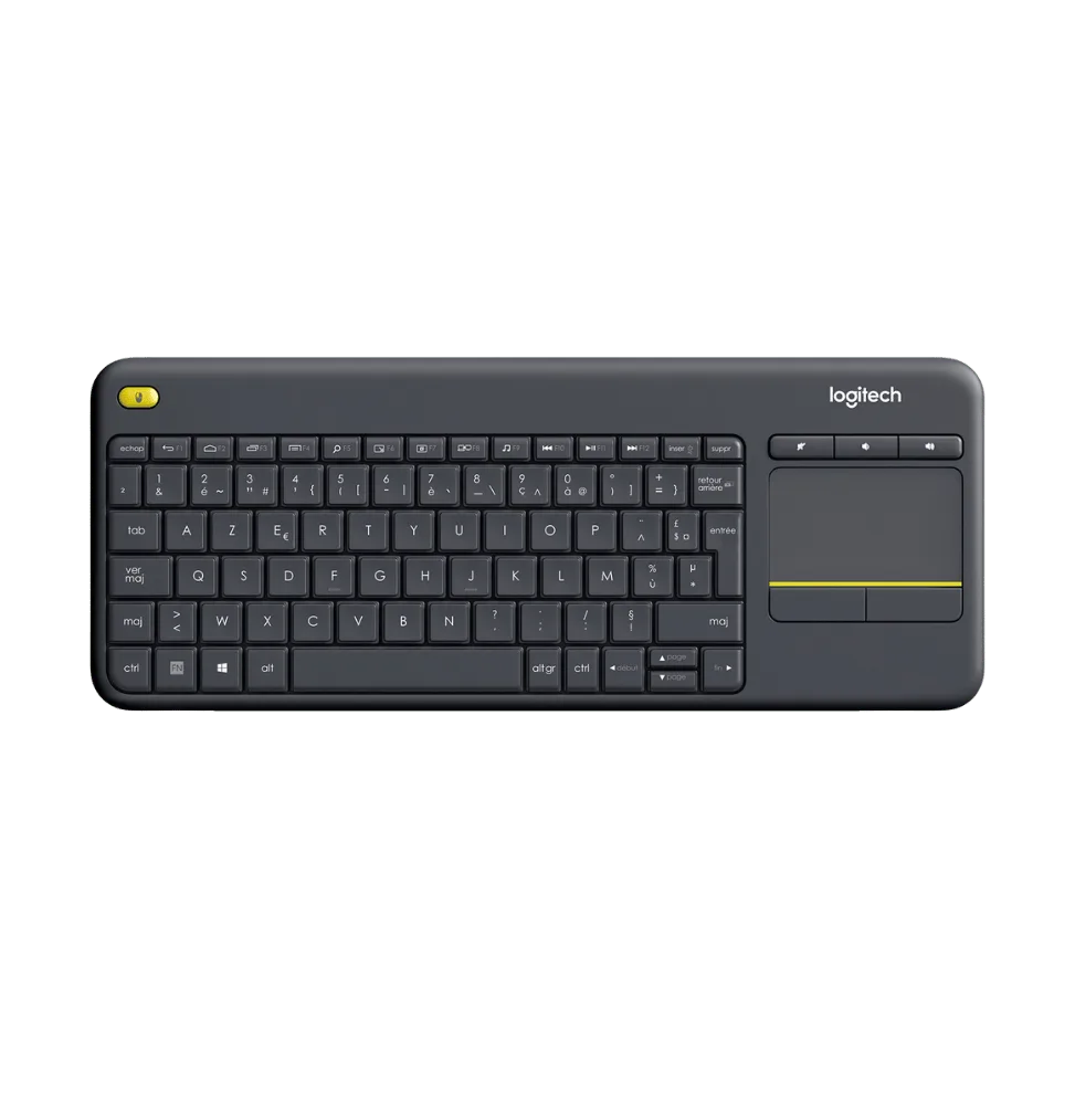 Clavier sans fil avec pavé tactile intégré Logitech Wireless Touch Keyboard K400 Plus Noir (AZERTY