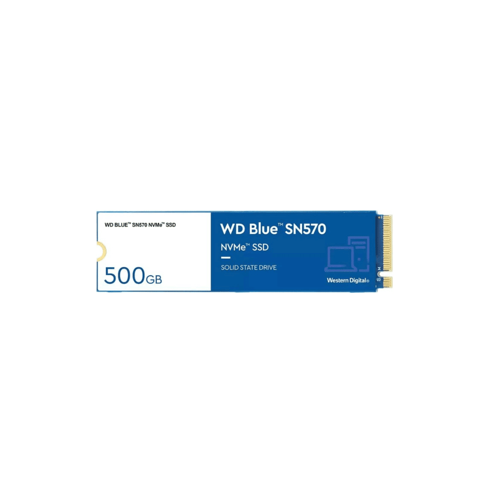 Disque SSD interne Western Digital 500 Go Blue SN570 NVMe M.2 jusqu’à 3500 Mo/s (WDS500G3B0C)