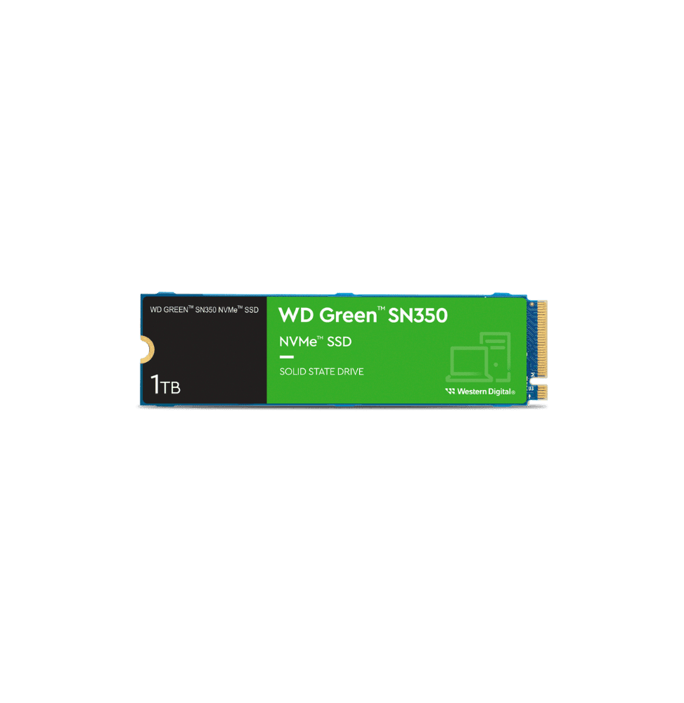 Disque dur interne SSD Western Digital Green SN350 M.2 2280 PCI 3D NAND NVMe 1 To (WDS100T3G0C)