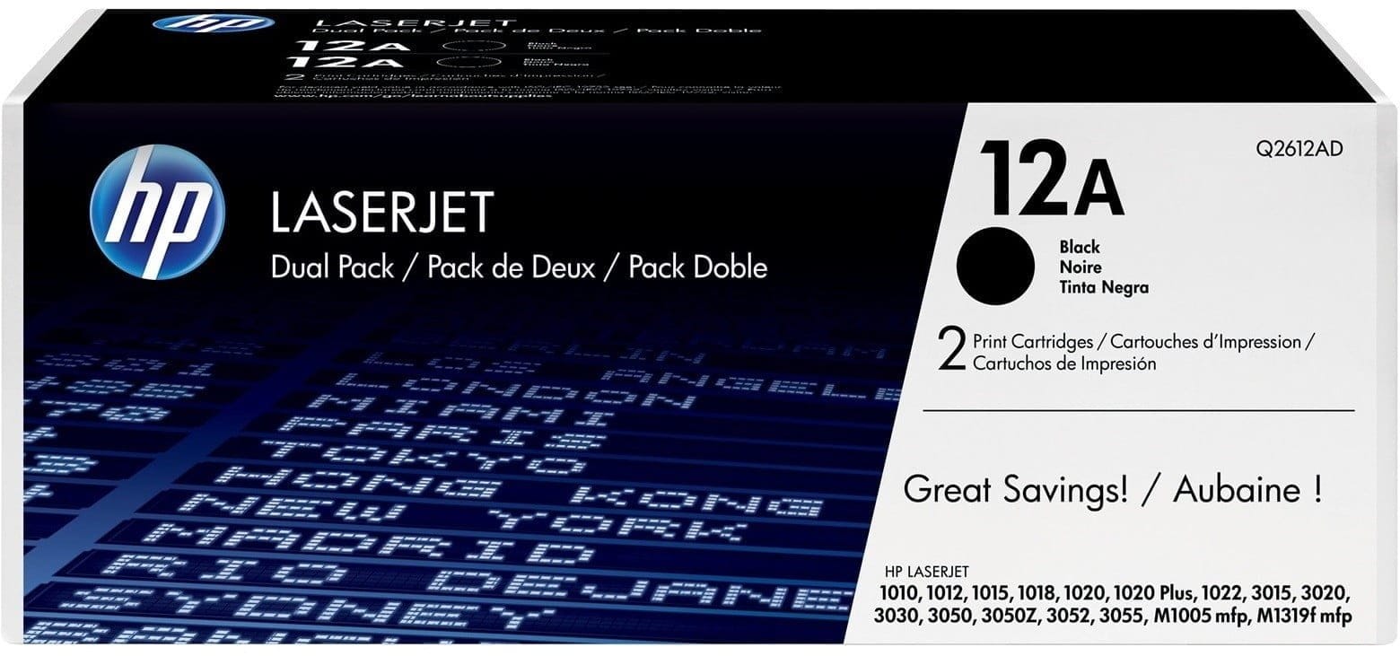 HP 12A Noir (Q2612AD) - Pack de 2 toners HP LaserJet d'origine