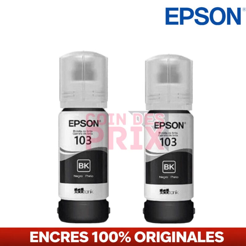 Pack Encre Epson 103 Original 2 Bouteilles Noires