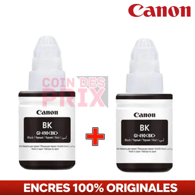 Pack Encre Canon GI-490 Original 2 Bouteilles Noires – Haute Capacité Canon