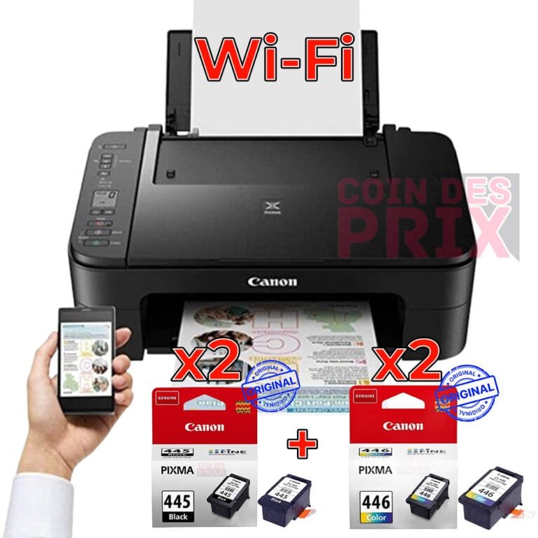 Pack Imprimante Canon Couleur Multifonction Wi-Fi TS3640 + 2 Cartouches Noires + 2 Cartouches Couleurs