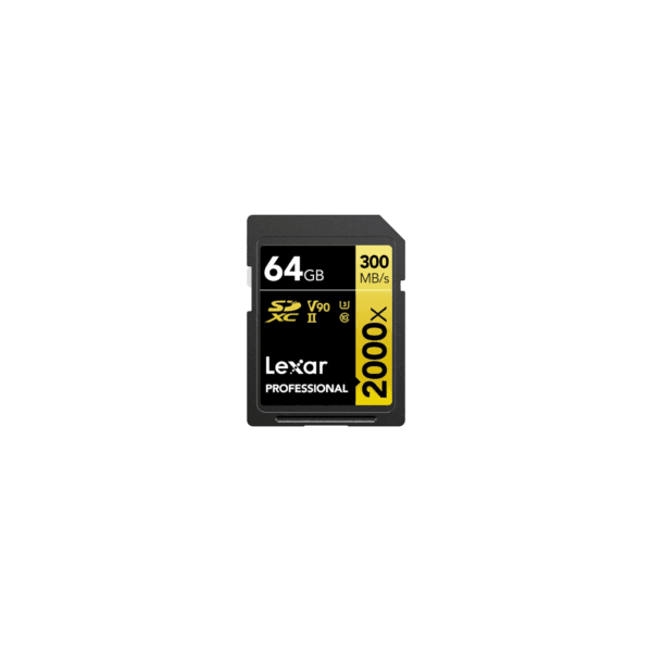 Carte mémoire SD LEXAR 2000X 64GB UHS-II 300MBs 260MBs
