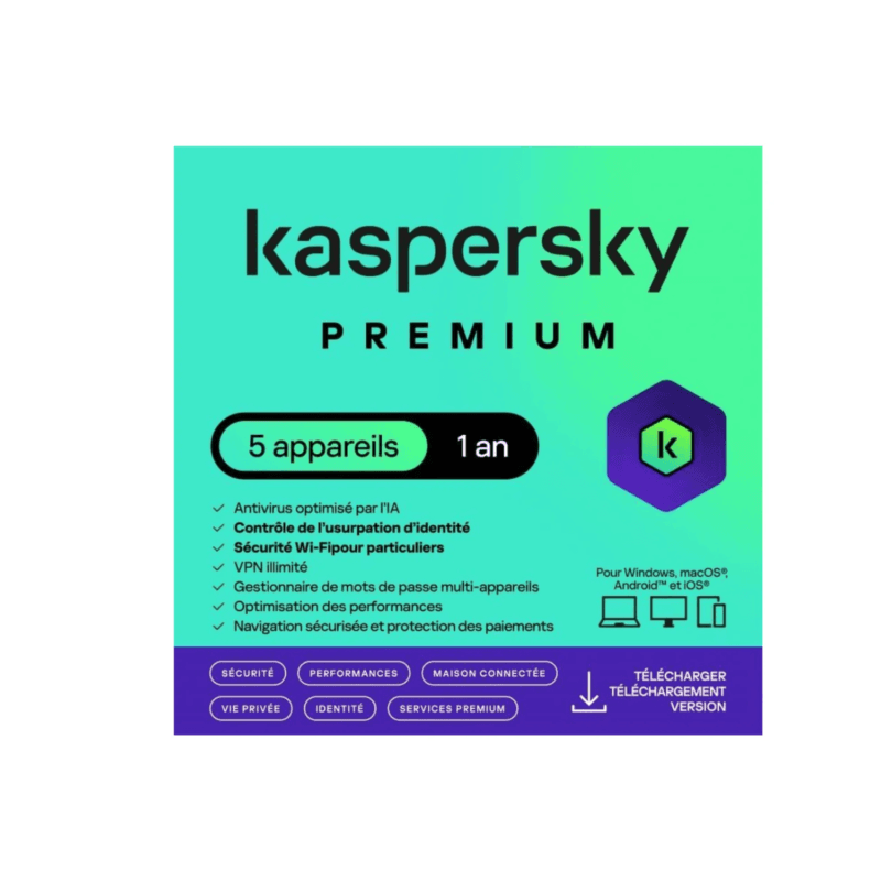 Antivirus Kaspersky Premium 5 Appareils / 1 An