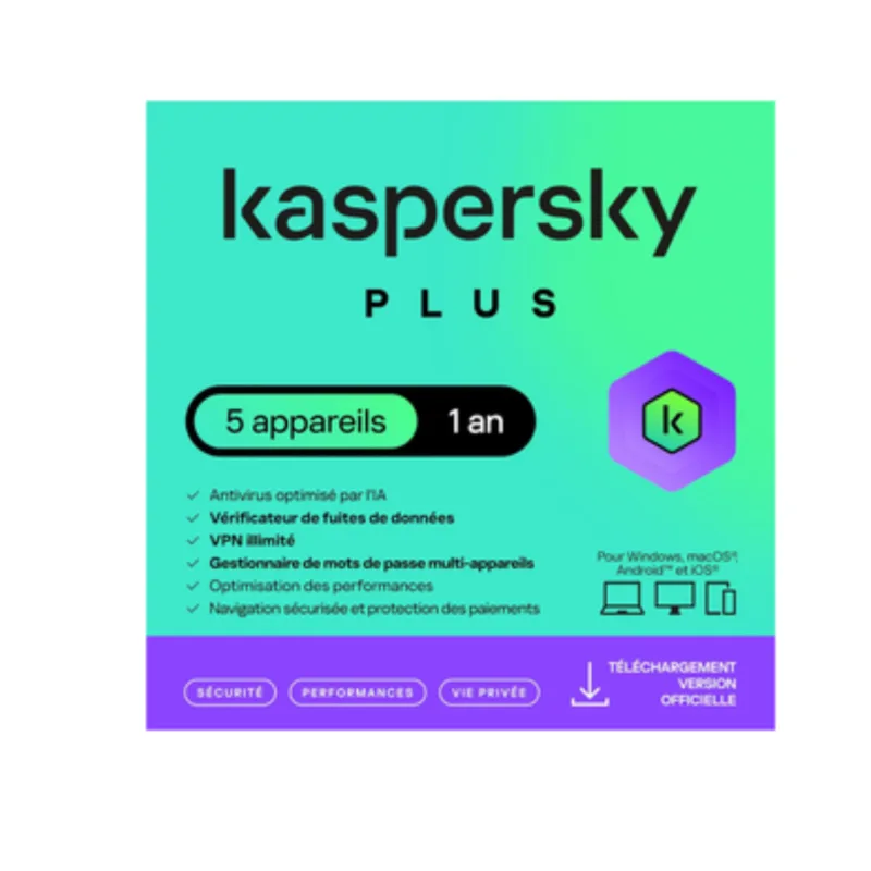 Antivirus KASPERSKY Plus 5 Poste 1 ans